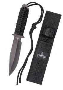Cuchillo Tactico Third Negro Mango Encordado Con Funda