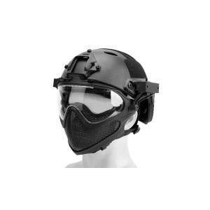 Casco Tipo Fast Y Mascara Negro Delta Tactics